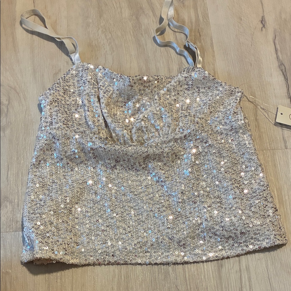 No Boundaries Silver Sequin Camisole